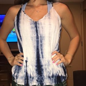 White and Blue Tie Dye Tank Top
